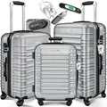 KESSER® 3tlg. Hartschalenkofferset Hartschalenkoffer Reisekoffer Set Reisekofferset Trolley Koffer 4 Rollen ABS-Hartschale Teleskopgriff Inkl. Kofferwaage + Gepäckanhänger Rollkoffer Schloss, M-L-XL