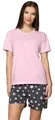Merry Style Damen Schlafanzug Zweiteiler Pyjama Kurz aus Baumwolle Pyjama Set MS10-177 (Graphite Sterne/Rosa, XL)