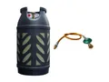 BlueCraft Gas Propan Gasflasche Kunststoff 10 kg neu ungefüllt, inkl. Umrüstset aus Gasschlauch und Gasregler für Gasgrill