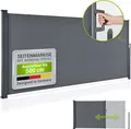 Juskys Seitenmarkise Dubai 500 x 180 cm ausziehbar blickdicht, Sichtschutz für Balkon & Terrasse, Seitenrollo Wandhalterung - anthrazit