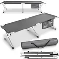 TRESKO XXL Campingbett Feldbett 210 x 72 x 45 cm Metallrohr - Belastbarkeit bis 150kg (Grau)