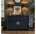 OPIUM OUTLET Kommode Vintage Schrank Sideboard blau asiatisch chinesisch orientalisch (B x T x H: 117 x 40 x 85 cm, Anrichte Buffet dunkel-blau), Asia Möbel Hochzeitsschrank komplett montiert