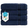 Hammetex Handtücher 50x100 cm 4er Set – 100% Baumwolle Frottier – Oeko-TEX Zertifiziert – Weich, Saugstark – mit Aufhänger, Dunkelblau