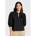 BOSS ORANGE Schlupfbluse Balet Premium Damenmode aus Baumwoll-Popeline, Ballonärmel schwarz L (40)