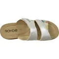 Rohde Damen Pantolette floral bedruckt Blumen Muster Metallic Klett Baviera 1302, Größe:38 EU, Farbe:Weiß - Weiß - 38