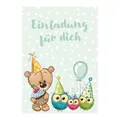 Handarbeit - Lieblingsladen 12 Premium Einladungskarten zum Kindergeburtstag + 12 Umschläge, Postkarte, 10,5x14,8cm, mit vorgedrucktem Text (Rückseite) Einladung Karten Kindergeburtstag birthday