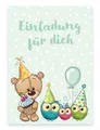12 Stück Premium Karte Geburtstagseinladung + Naturumschlag (Klappkarte)