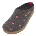 HAFLINGER Grizzly Cuoricini Filzpantoffel Herz Hausschuh Kork (Anthrazit 04), Gr 36
