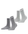 ESPRIT Damen Socken Allover Stripe Multipack W So Baumwolle gemustert 2 Paar, Grau Grey Mix 0010, 35-38
