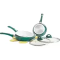 Genius Cerafit Fusion Pfannen-Set Bratpfannen-Set (7 Teile) Keramikbeschichtung mit Lotus-Effekt in smaragdgrün für alle Herdar