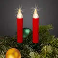 hellum Baumbeleuchtung, Lichterkette LED Kerzen rot, 30 LEDs warmweiß, Lichterkette Weihnachtsbaum innen, 8,7m beleuchtet + 2x 1,5m Zuleitung Kable grün, Christbaumkerzen Helligkeit <59 lm 151718