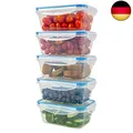 5er-Set Kunststoff-Frischhaltedosen mit Deckel 100% dicht, Lunchbox Brotdose Mea