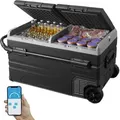 VEVOR 12 V Autokühlschrank, tragbarer 115 L Gefrierschrank mit 2 Zonen und Rädern & Griff, -20 °C bis 20 °C, 12/24 V DC / 100–240 V AC-Kompre...