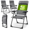 CASARIA® Gartenstühle 4er Set Klappbar 7-fach Verstellbar Alu mit hoher Rückenlehne Liegefunktion Faltbar Balkon Campingstuhl Klappstuhl Hochlehner - Grau