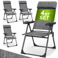 Gartenstuhl klappbar 4er-Set Grau meliert Alu Hochlehner verstellbar