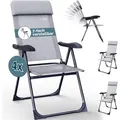 Casaria® Gartenstühle Set Klappbar 7-fach Verstellbar Alu Mit Hoher Rückenlehne Liegefunktion Faltbar Balkon Campingstuhl Klappstuhl Hochlehner  4er Set Grau Melange