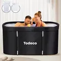 Faltbare Badewanne, Erwachsene Tragbarer Badewanne Mit Metallrahmen, Große Familie Badewanne Für Spa, Mobile Badewanne Spa-badewanne Für Dusche Heißes Bad Eisbad,120x55x50cm,schwarz