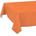 Tischdecke abwaschbar Wachstuch Wachstuchtischdecke Gartentischdecke Leinen-Optik Pflegeleicht Wasserabweisend 160 x 140cm (Rechteckig) Orange mit Saum