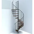 Wendeltreppe 13 Stufen - Ø 160cm - Erreichbare Höhe 2.54 Bis 3.05m - Graue Struktur Und Nussbaumstufe - Vene160/gn-13