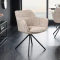 riess-ambiente Drehbarer Stuhl VERONA champagner beige Strukturstoff mit Armlehne Metallbeine schwarz Drehstuhl Esszimmerstuhl Konferenzstuhl