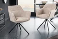 riess-ambiente Polsterstuhl VERONA champagner beige – Strukturstoff, mit Armlehne, Metallgestell (Einzelartikel, 1 St), 180° drehbar mit Auto-Return-Funktion – ideal für Esszimmer oder Büro