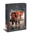 Ulmer Puzzleschmiede - Puzzle „Roter Riese“ - Eindrucksvolles Elefanten-Puzzle mit 1000 Teilen – Der mächtige Elefant aus Tsavo/Afrika grast in der Savanne - Tierpuzzle mit Qualität Made in Germany