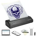 VEVOR Tattoo-Transfer-Schablonendrucker, Kabelloser Bluetooth-Tattoo-Schablonendrucker mit 10-teiligem Transferpapier und Stoffbeutel, Tragbarer Tattoo-Drucker für Android- und iOS-Telefon