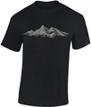 Baddery Wander T-Shirt Herren - „Alpengipfel“ (Schwarz S)
