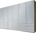 WIEMANN Falttürenschrank Loft, Kleiderschrank, Schrank, Wäscheschrank, mit Glasfront (3 Breiten, 2 Höhen 216/236 cm auswählbar, MADE IN GERMANY) inkl. gepämpften Schubkästen und Türen, mit Panoramaöffnung