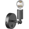 ledscom.de Vintage Wand-Leuchte FETRO Schalter, schwarz, schwenkbar + LED Lampe 370lm, extra-warmweiß