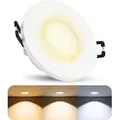 SSC-LUXon BEDA Einbaustrahler IP65 flach 30mm mit LumiFLEX LED Modul wechselbar 4W warmweiß + neutralweiß + tageslicht - Einbauspot außen Dusche... - Weiß