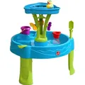 Step2 Summer Showers Splash Wasserspieltisch | Kleiner Wassertisch mit 8-teiligem Zubehörset | Garten Wasser Spieltisch für Kinder in Blau - Blau
