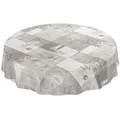 ANRO Tischdecke Wachstuchtischdecke abwaschbar auch für Garten (Einzelstück 1-tlg), Geprägt Rund 140cm wasserabweisend grau Rund | Ø 140 cm x 140 cm x 140 cm x 0.25 mm