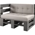 Lermowood Palettenmöbel Mp Eckbank 120 x 60 x 40 cm Grau | Europaletten Indoor und Outdoor Lounge Gartenmöbel Holz Gartenmöbel Set Lounge Möbel... - Grau