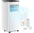 Mobile Klimaanlage 9000 BTU mit Abluftschlauch | 4-in-1 Mobiles Klimagerät | Leiser Betrieb | Digitaldisplay + Fernbedienung | Fenster-Installationsset | 24h-Timer | Für Räume bis 25 m²
