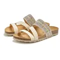 LASCANA Mule, Sandale, offener Schuh, Sommerschuh, Pantolette mit Komfortkorkfußbett aus Leder und elastischen Riemen beige 40