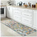 Carpetia Küchenläufer Küchenteppich Modern, rechteckig, Höhe: 5 mm, rutschhemmender Rücken, pflegeleicht, robust blau|bunt 80 cm x 200 cm x 5 mm