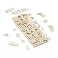 Relaxdays Holzbuchstaben Set, 162 TLG, Großbuchstaben A-Z, &-Zeichen, 3 cm, kleine Buchstaben zum Basteln, Deko, Natur, 10028684