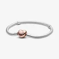 PANDORA Armband 925 Sterlingsilber Herz Verschluss vergoldet Länge 18 cm 580719