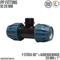 20 mm x 1 PE PP Fitting Klemm Verbinder Verschraubung Rohr T-Stück 90° x IG DVG..."