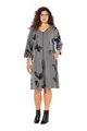Ulla Popken Damen große Größen Übergrößen Plus Size Kleid, Schmetterlinge, 2-Wege-Zipper, V-Ausschnitt, 3/4-Arm grau Melange 46+ 830812123-46+