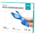EUROPAPA Nitril-Handschuhe Medical Einmalhandschuhe Untersuchungshandschuhe (100 Stück, puderfrei ohne Latex, Gummihandschuhe) unsteril latexfrei disposible gloves blau XL