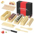 SKYSER Sushi Maker set, 12 Artikel Kit für Anfänger zum selber machen, Kann als Sushiteller verwendet werden mit Reis Roll Formen, Messer, sushi-rolling Matte（Weiß）