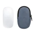 kwmobile Maus Tasche kompatibel mit Apple Magic Mouse 1/2 Hülle - Case für Bluetooth Maus aus robustem Cord und Neopren Stoff - Vintage Blue