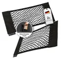STUFF FROM ABOVE ® Aufbewahrungsnetz für Kofferraum in schwarz [2 Stück] - Mit sehr starkem Klett für perfekten Halt auf Filz - [38x25cm] - Aufbewahrung - Autonetz Organizer - Netztasche mit Klett