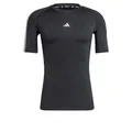 adidas Men's Techfit Compression Training 3-Stripes T-Shirt, Black, XL
