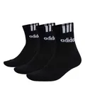 adidas Unisex 3-Stripes Linear Half-Crew Cushioned Socks 3 Pairs, black/white, 42-45