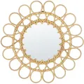 Beliani Wandspiegel, Beige, Natur, Naturmaterialien, Rund, 60x60x3 cm, Spiegel, Wandspiegel