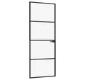 vidaXL Haustür Innentür Schwarz 76x201,5 cm Hartglas & Aluminium Schlank (1-St)