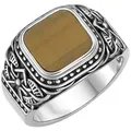 GIORGIO MARTELLO MILANO Silberring Siegelring mit Tigerauge-Einlage, Silber 925 braun 66